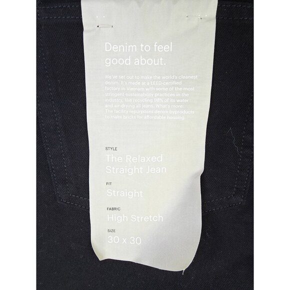 Everlane Size 30X30 Mens The Relaxed Straight High Stretch Black Denim Jeans NWT - Picture 3 of 12